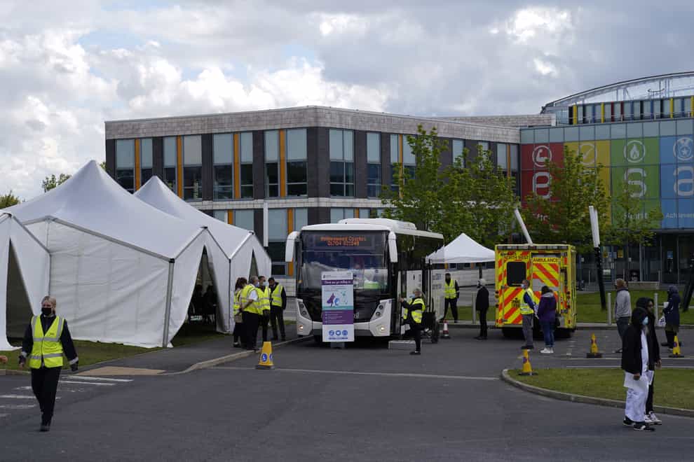 The mobile Covid vaccination centre at the ESSA academy in Bolton (Danny Lawson/PA)