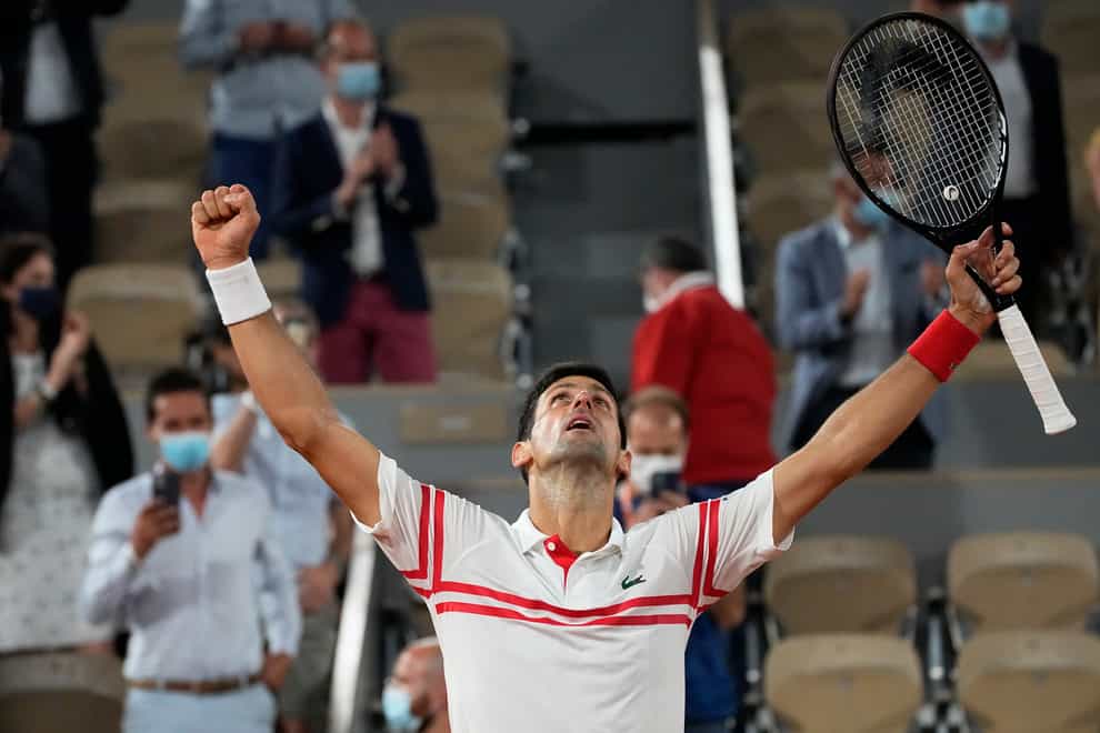 Novak Djokovic celebrates after ending the reign of Rafael Nadal