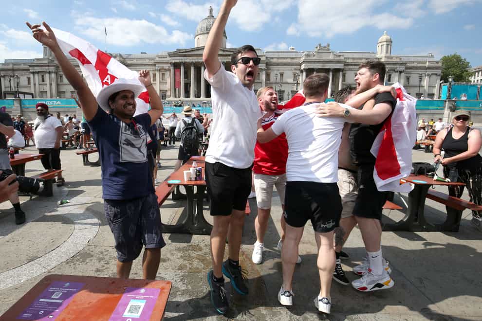 Celebrations at the Fan Zone in Trafalgar Square