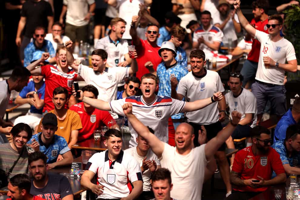 Fans watching England v Croatia