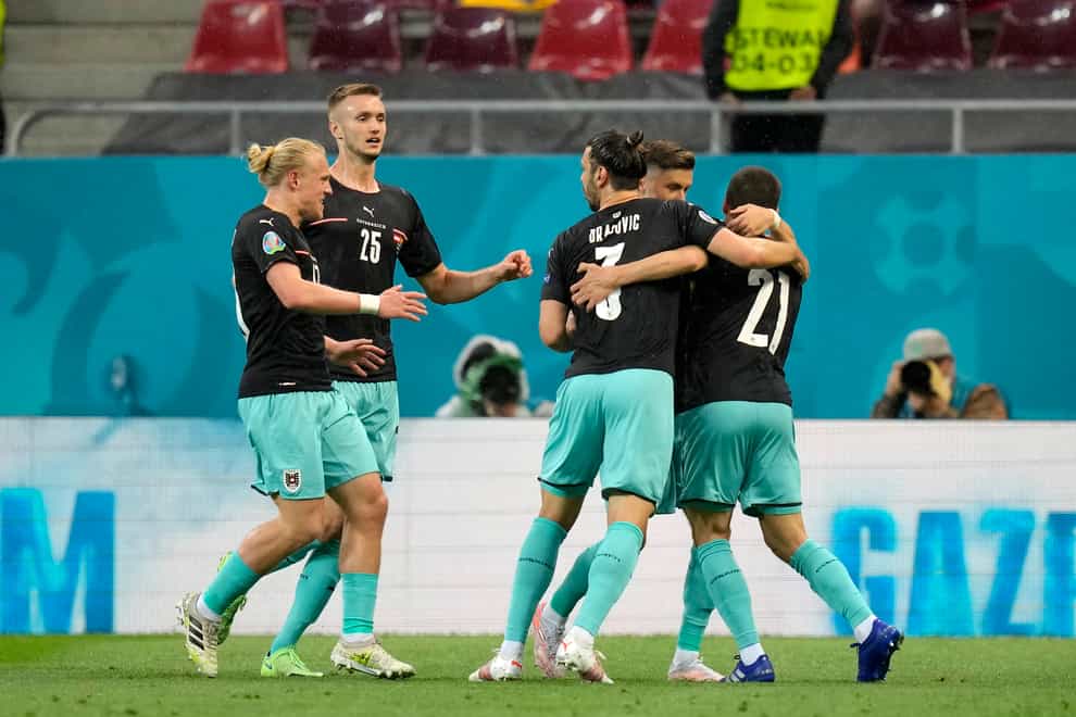 Austria celebrate a goal