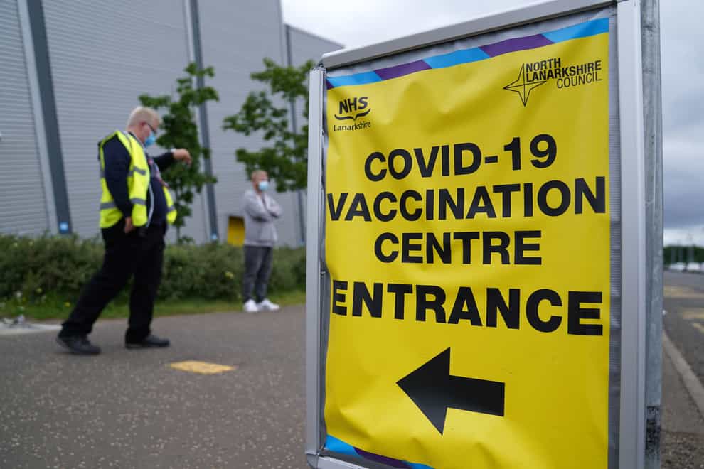 A sign for a Covid-19 vaccination centre