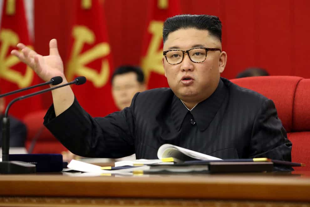 North Korean leader Kim Jong Un speaks during a Workers’ Party meeting in Pyongyang on Tuesday