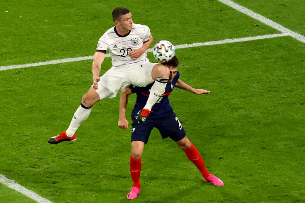 France full-back Benjamin Pavard says he was knocked out following this clash with Germany's Robin Gosens