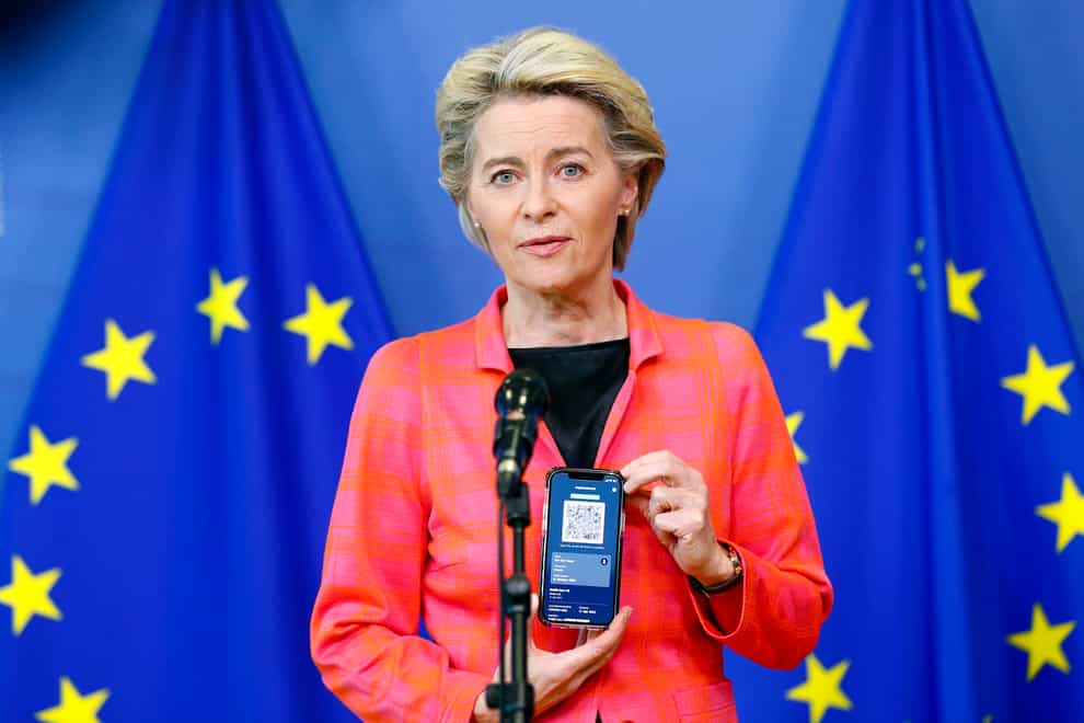European Commission President Ursula von der Leyen with her EU Digital Covid Certificate
