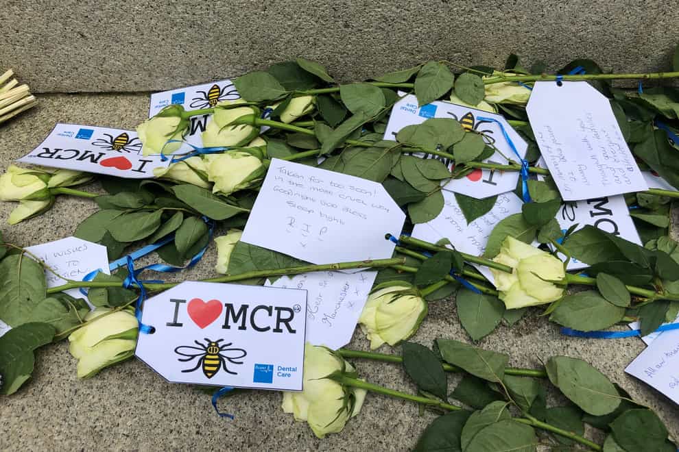 Floral tributes to victims of the Manchester Arena bombing