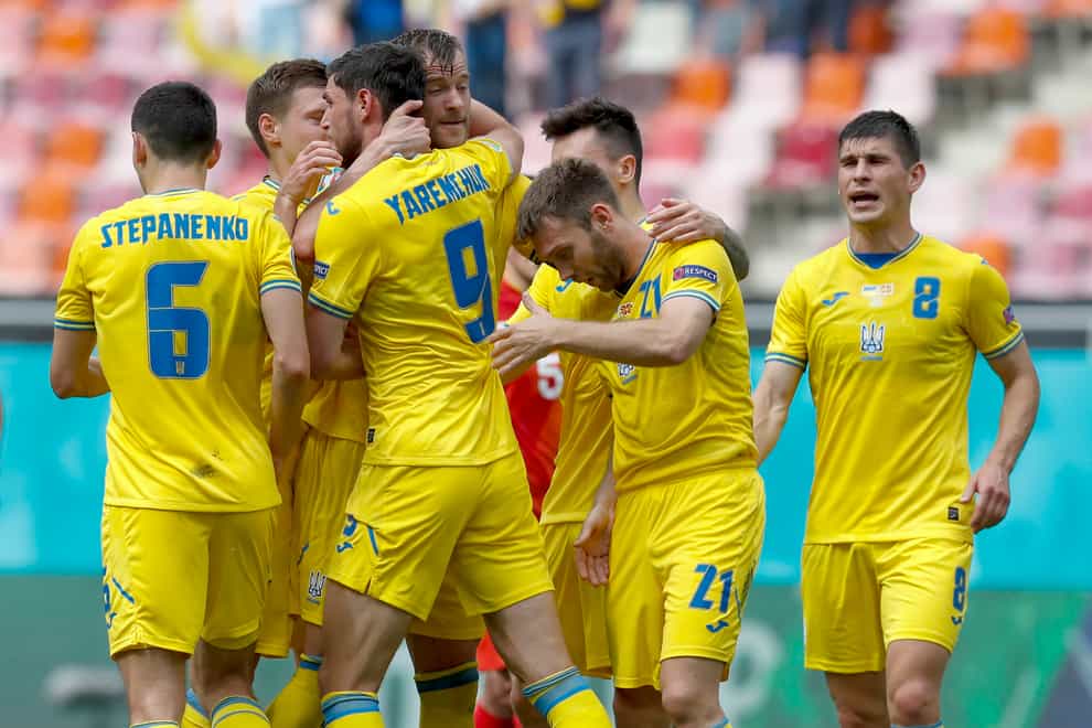 Ukraine celebrate a goal