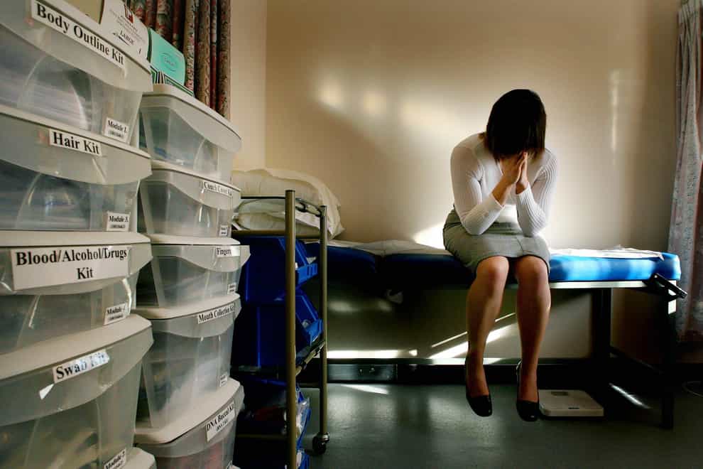 PICTURE POSED BY MODEL. A rape victim waits to be seen by the doctor in the medical room at a specialist rape clinic in Kent (Gareth Fuller/PA)