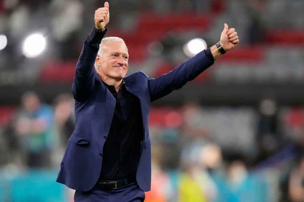 Didier Deschamps salutes the French fans after his side's opening group win in Munich against Germany