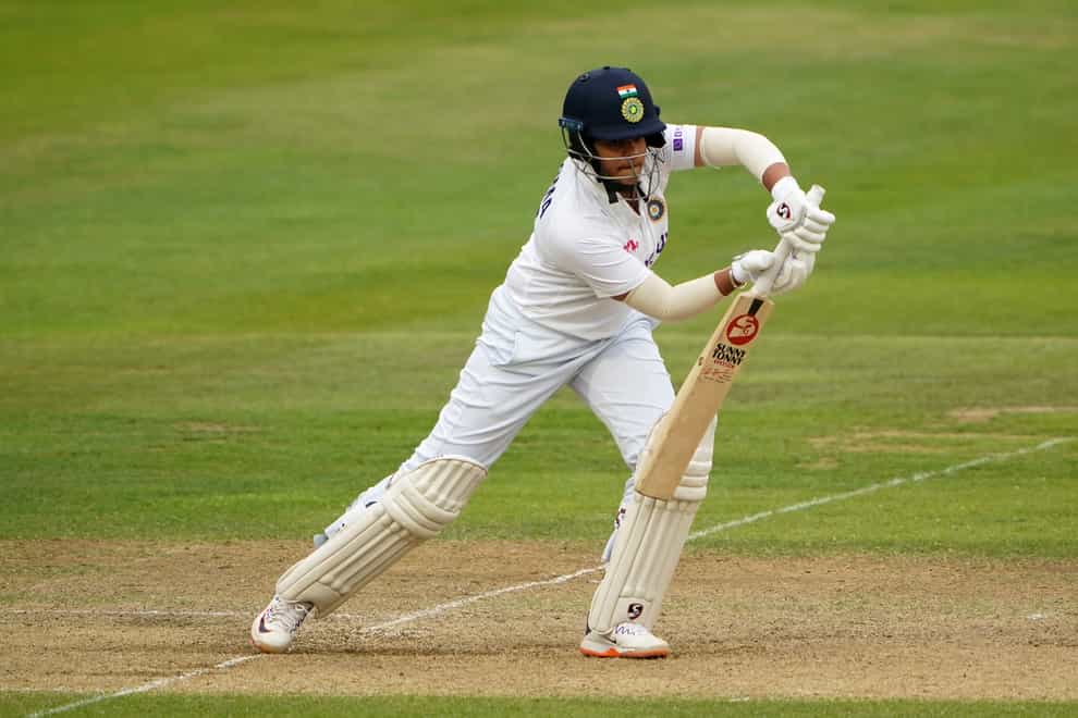 Shafali Verma plays through the off side against England