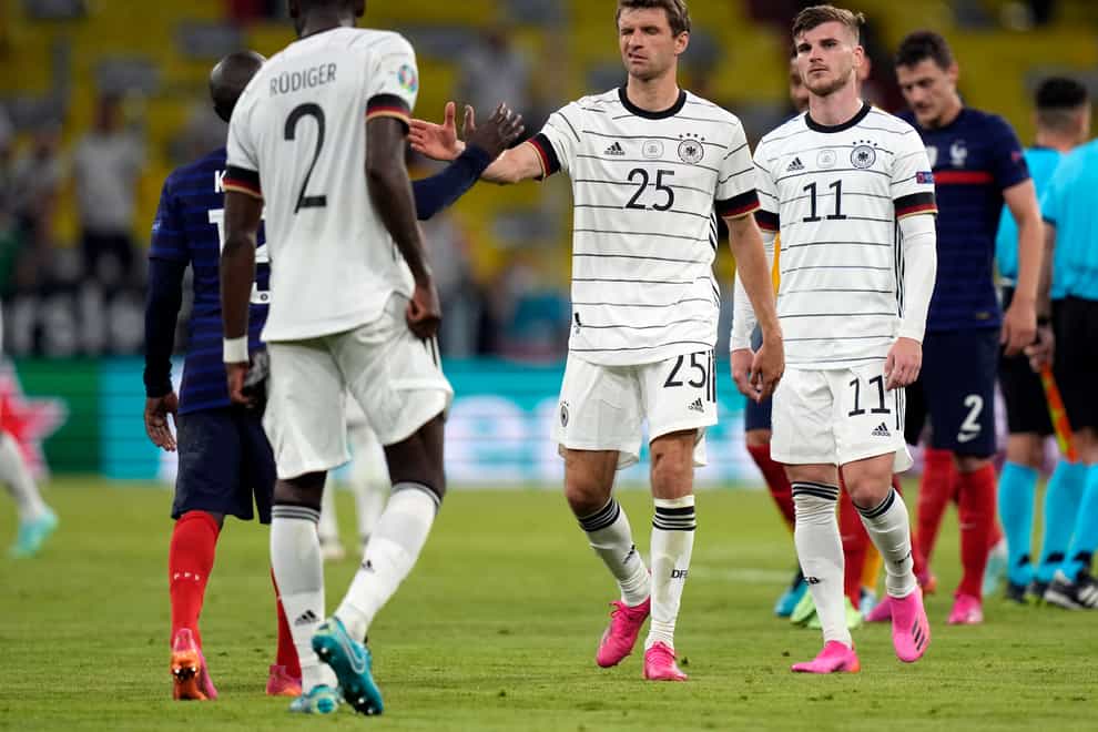 Dejected Germany players