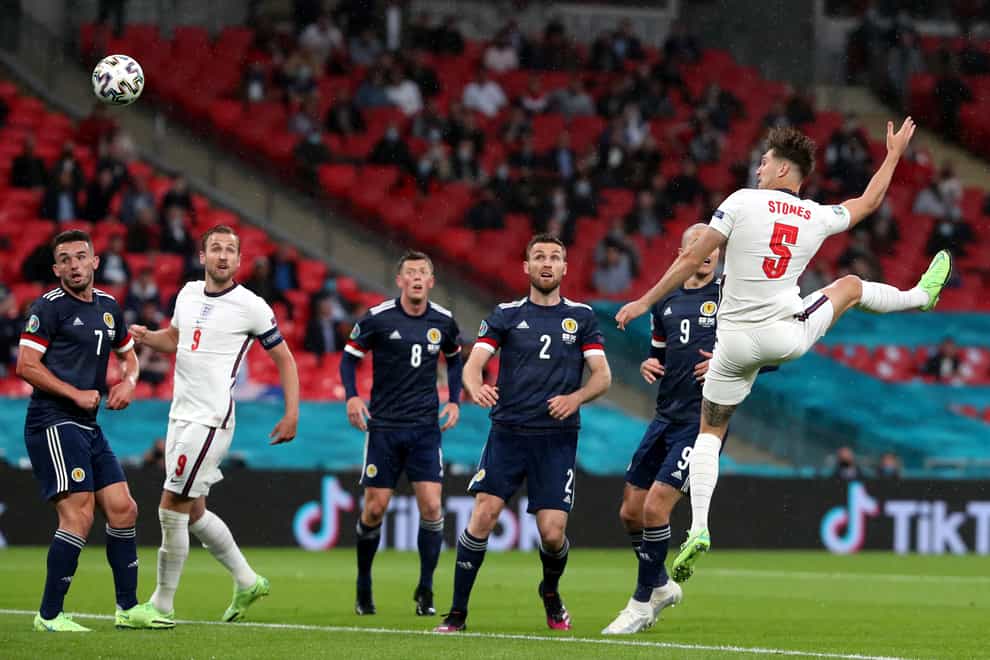England defender John Stones, right, came closest to scoring against Scotland