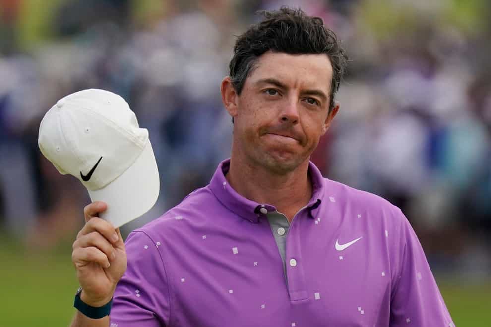 Rory McIlroy acknowledges the crowd