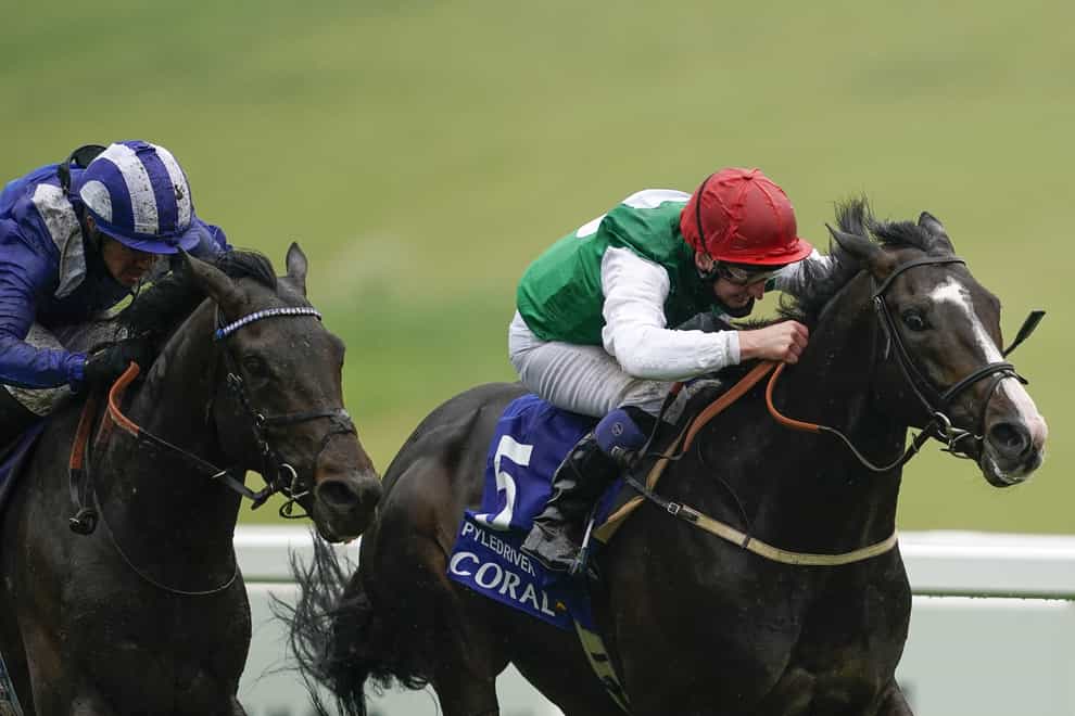 Pyledriver, ridden by jockey Martin Dwyer (right), winning the Coral Coronation Cup from Al Aasy ridden by jockey Jim Crowley