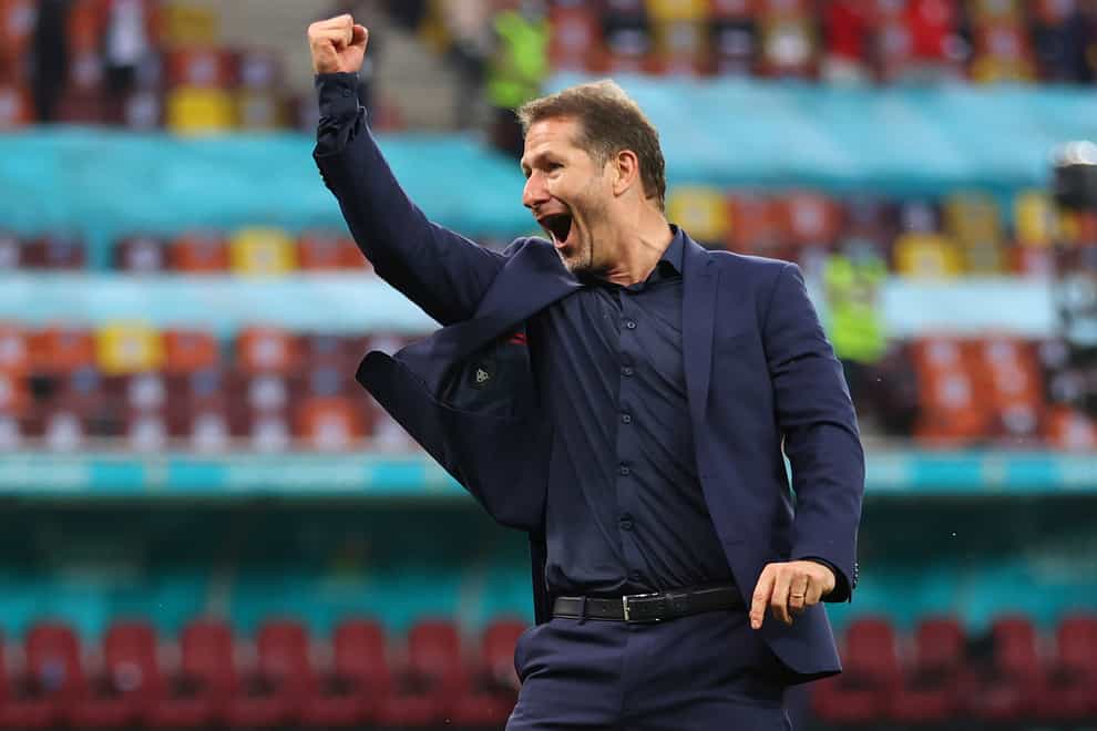 Franco Foda celebrates Austria's win over Ukraine