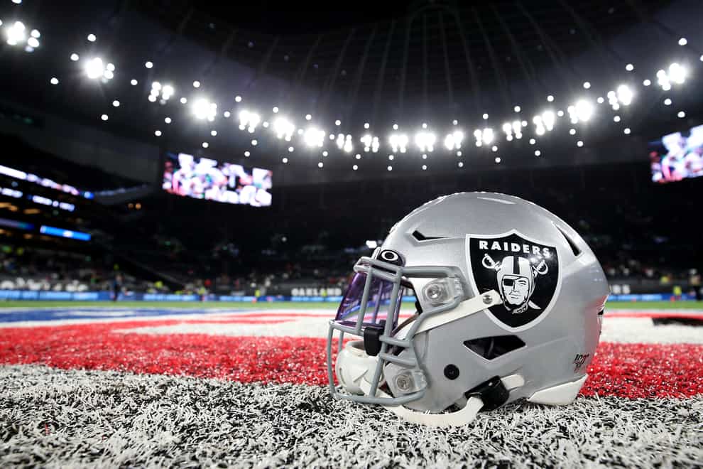 General view of a Oakland Raiders helmet at full time of the NFL International Series match at Tottenham Hotspur Stadium, London