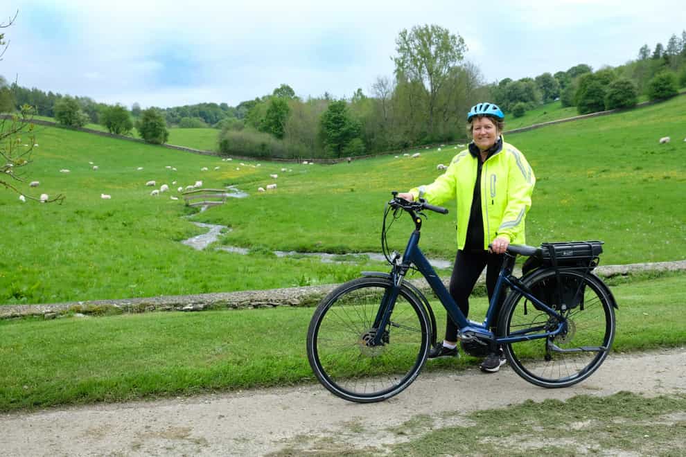 Hannah Stephenson ties out an eBike in the Cotswolds (Hannah Stephenson/PA)