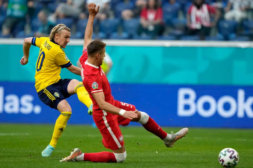 Emil Forsberg, left, fires home Sweden's opening goal after just 82 seconds