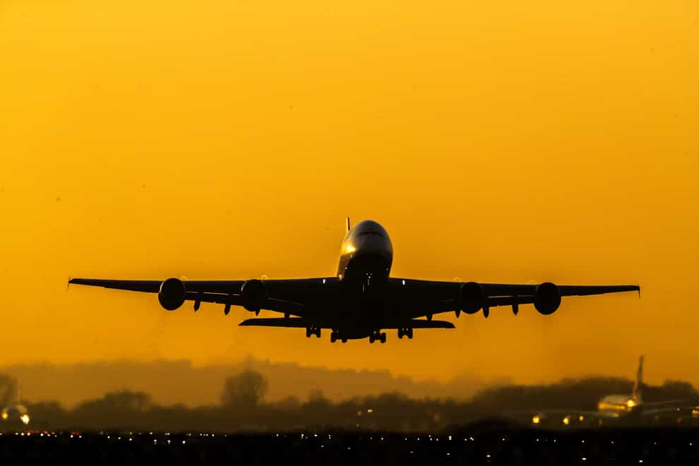 A plane takes off from Heathrow