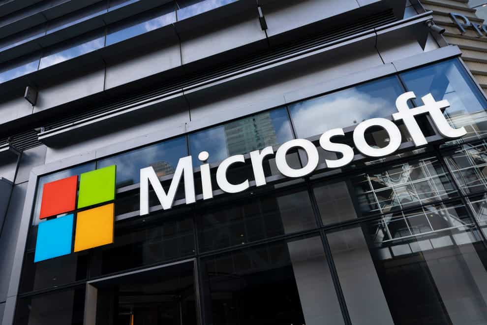 Microsoft logo on building