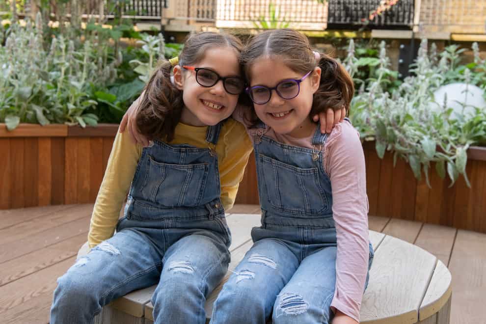 1. GOSH patients Iona and Beth in the sensory garden in the Sight and Sound Centre supported by Premier Inn