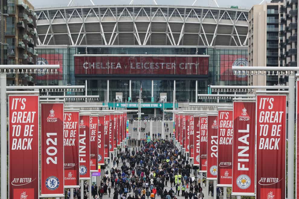 <p>Fans before FA Cup Final at Wembley Stadium in May</p>