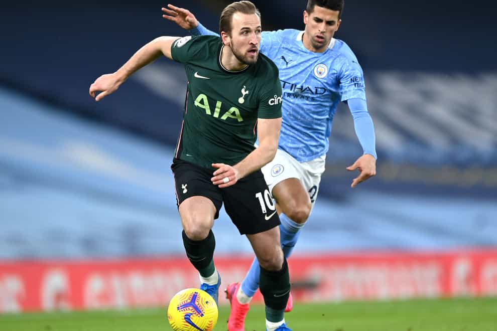 Tottenham striker Harry Kane in action against Manchester City