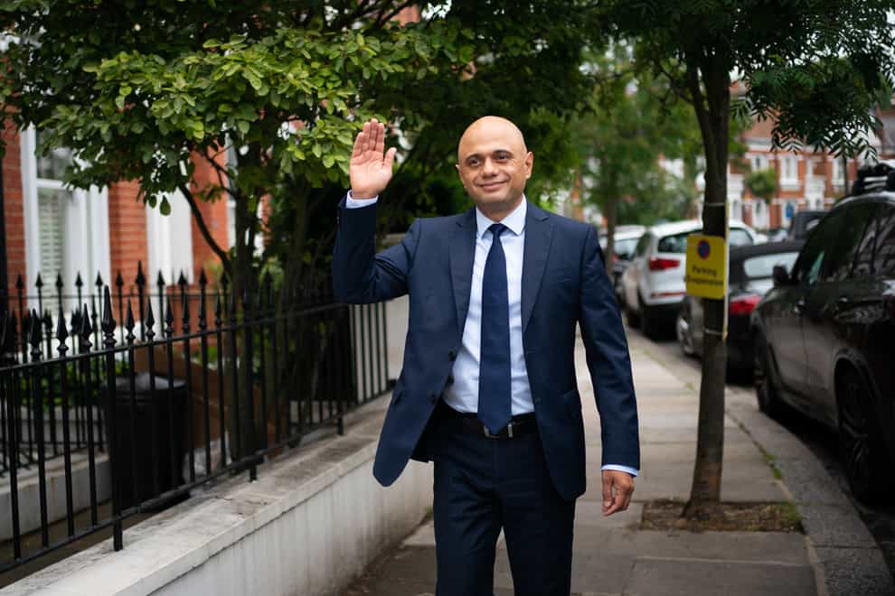 New Health Secretary Sajid Javid outside his home in south-west London