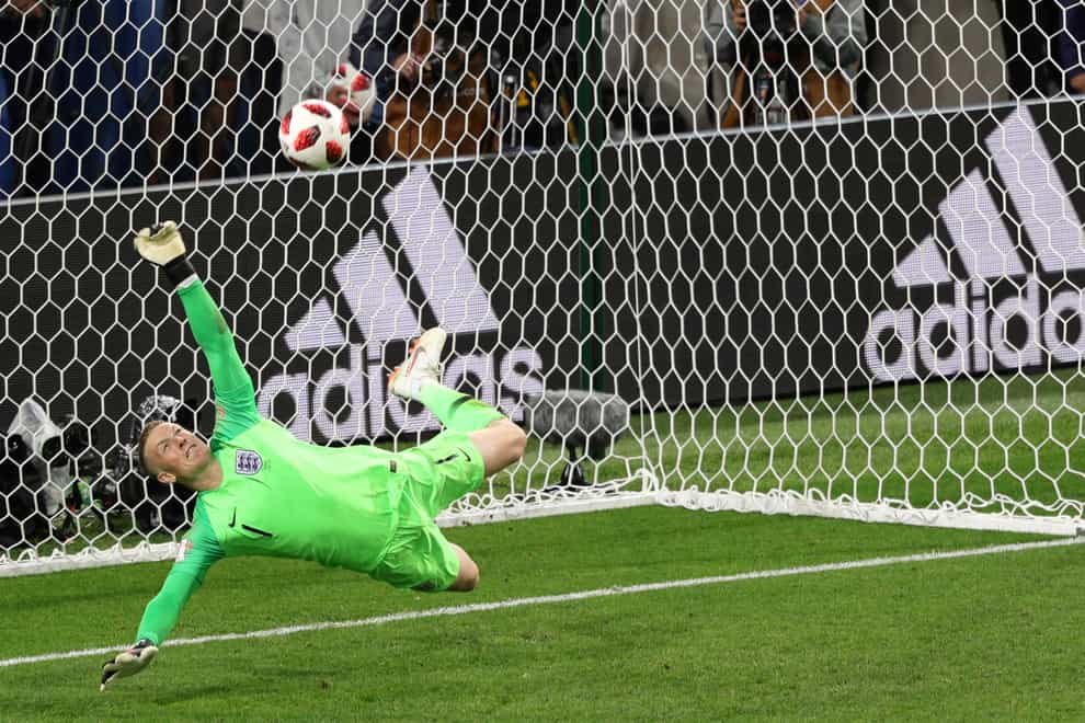 Jordan Pickford saves from Colombia’s Carlos Bacca at the 2018 World Cup