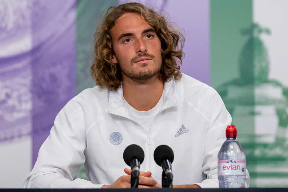 Stefanos Tsitsipas at a press conference at Wimbledon on Sunday