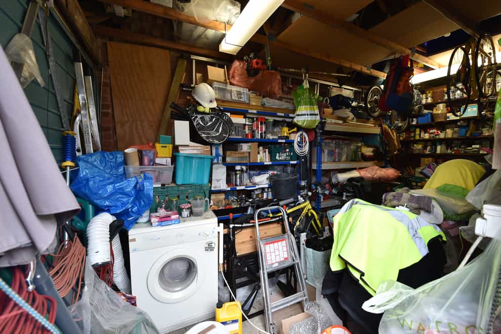 A cluttered garage