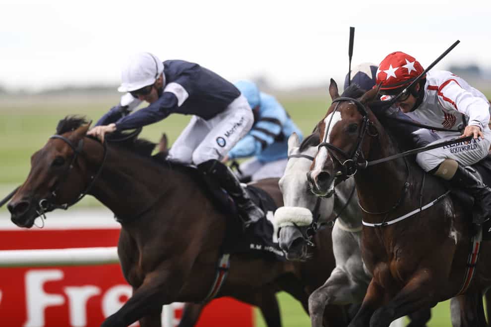 Dawn Patrol (left) finishing second to Cadillac (right) in the ARM Holding International Stakes at the Curragh