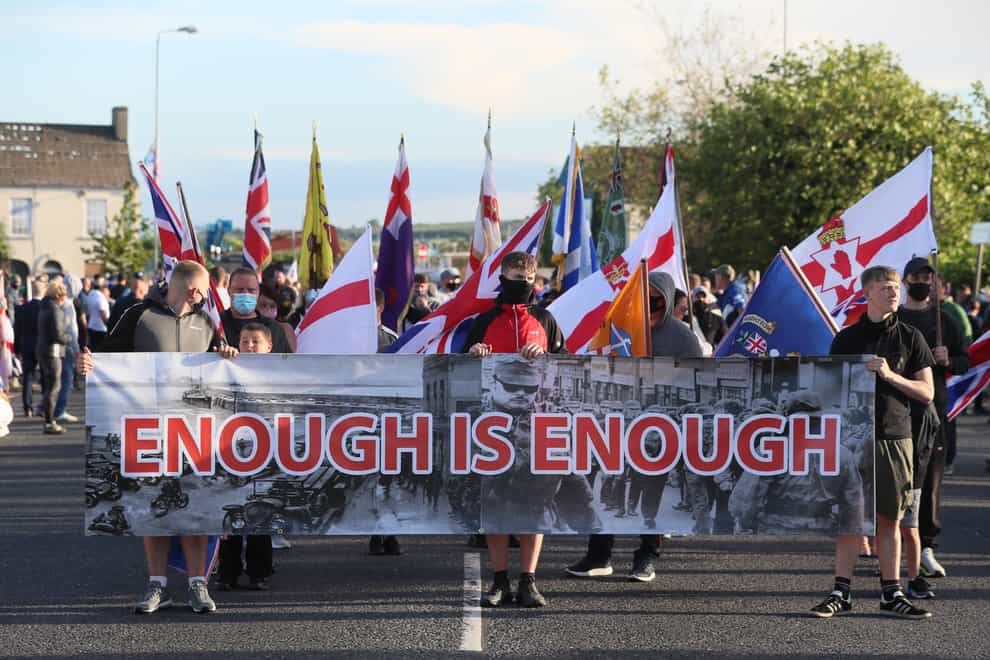 A loyalist protest against the protocol in Newtownards, County Down, earlier this month