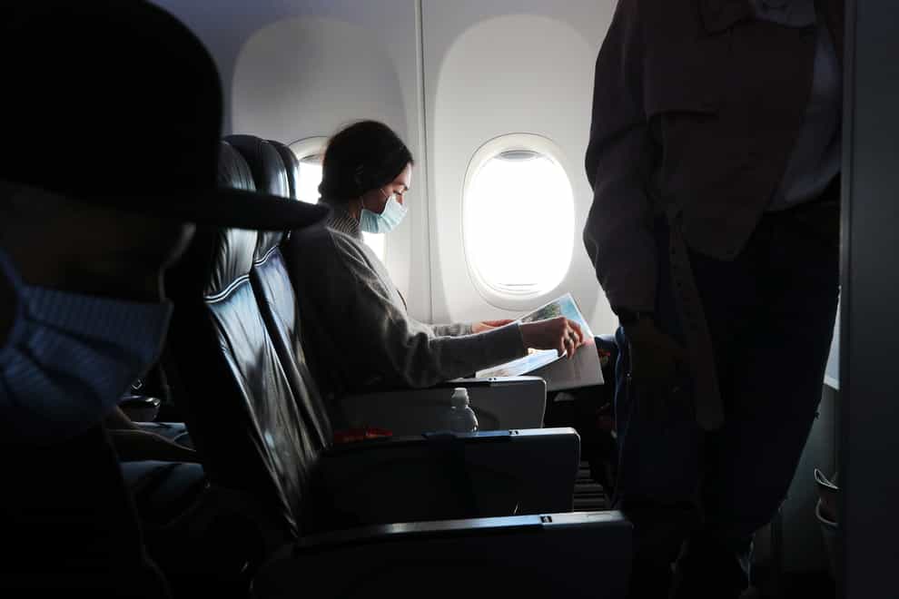 A woman on a plane