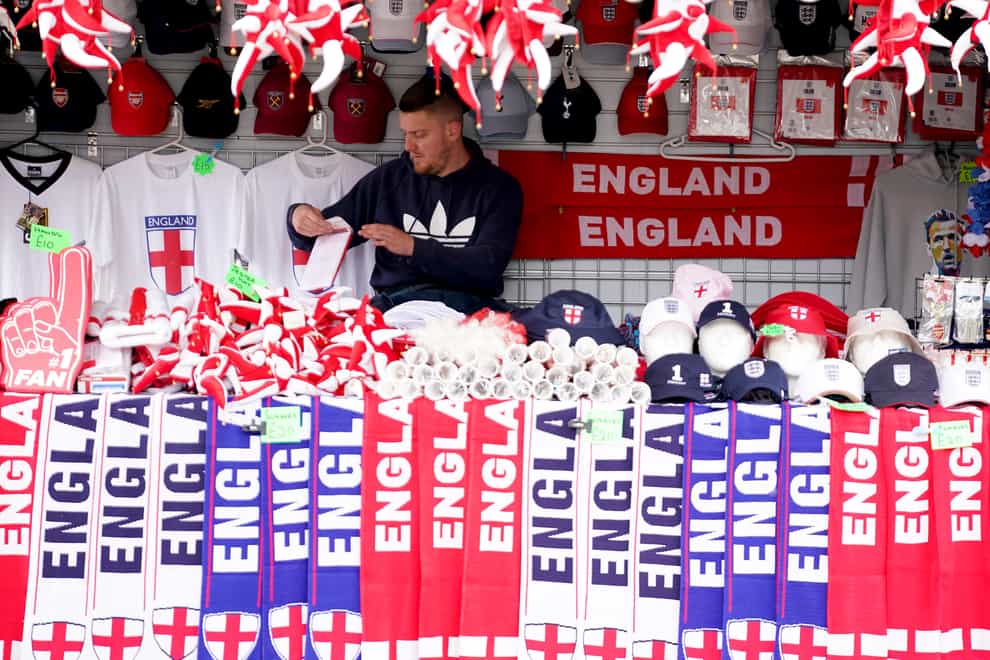 Stall selling England merchandise