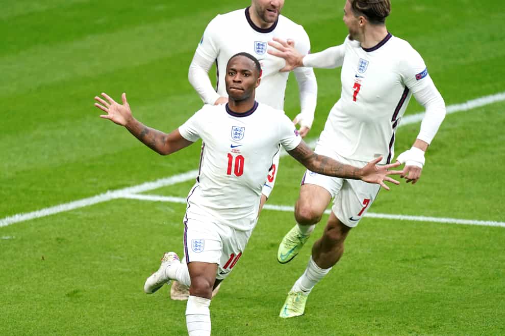 England’s Raheem Sterling celebrates scoring