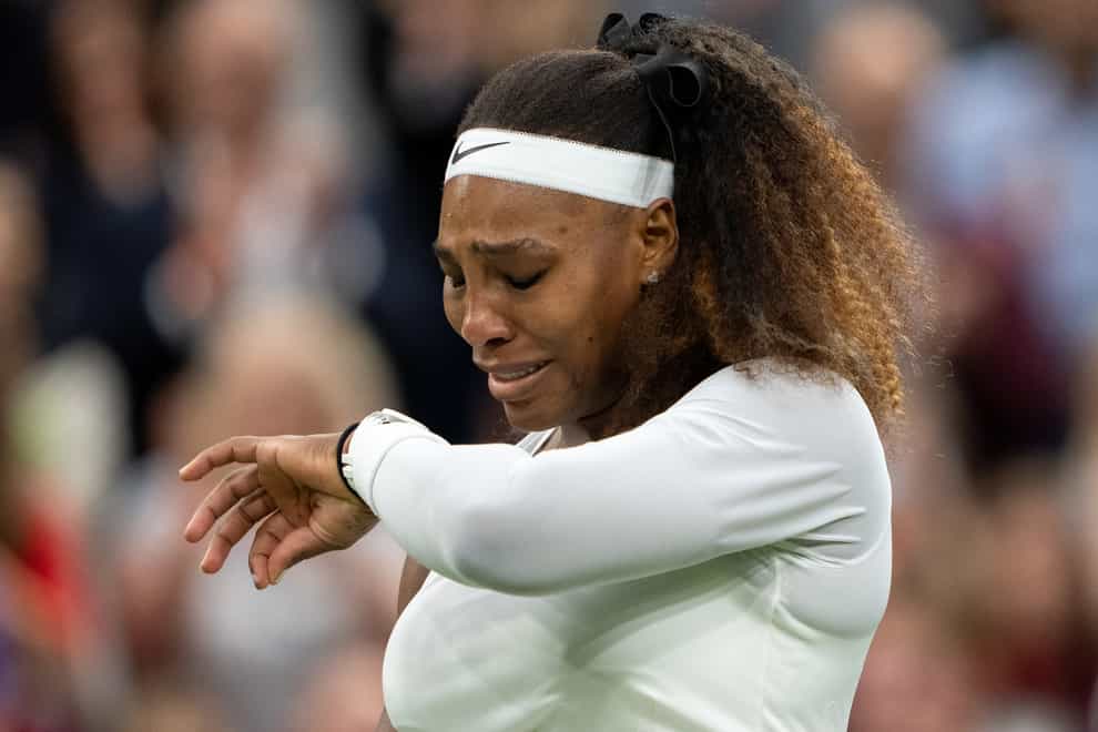 A tearful Serena Williams was forced to retire from her match