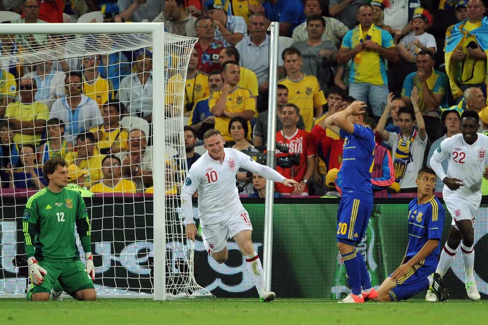 Wayne Rooney (centre) scored the winner when England beat Ukraine 1-0 in the Euro 2012 group stage (Anthony Devlin/PA).