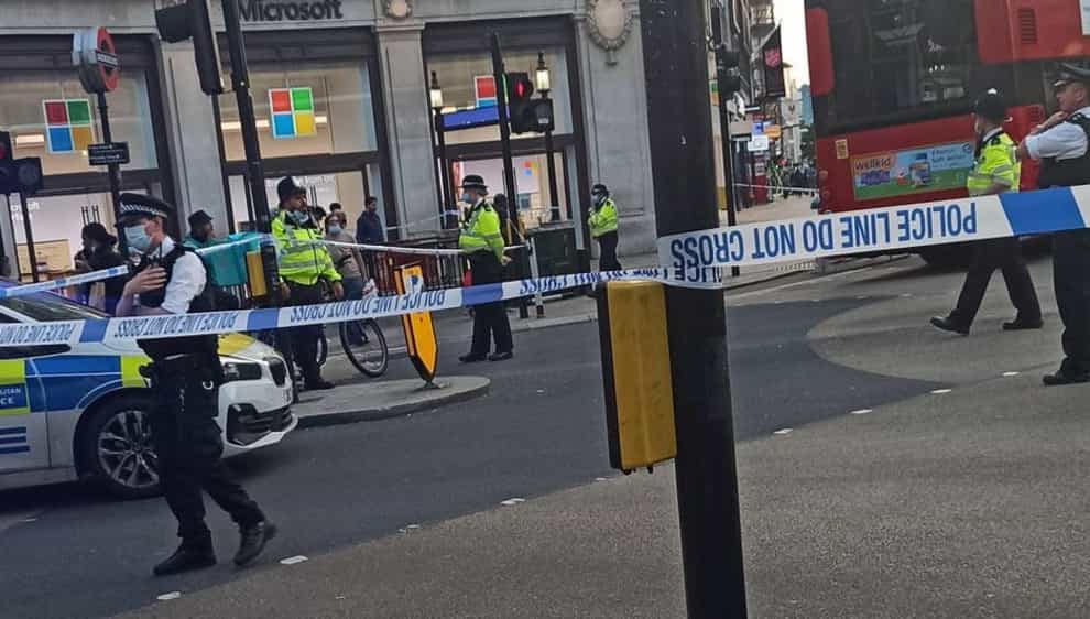 Picture taken with permission from the Twitter feed of @okubax following an incident at Oxford Circus, central London