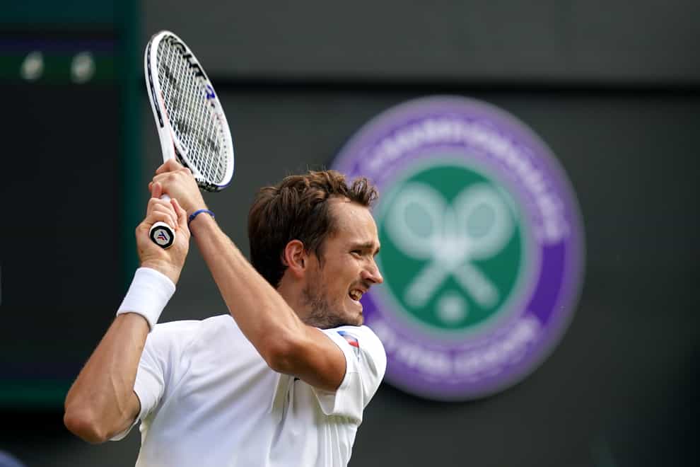 Daniil Medvedev in action at Wimbledon