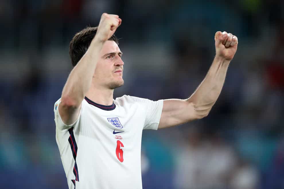 Harry Maguire celebrates at full-time