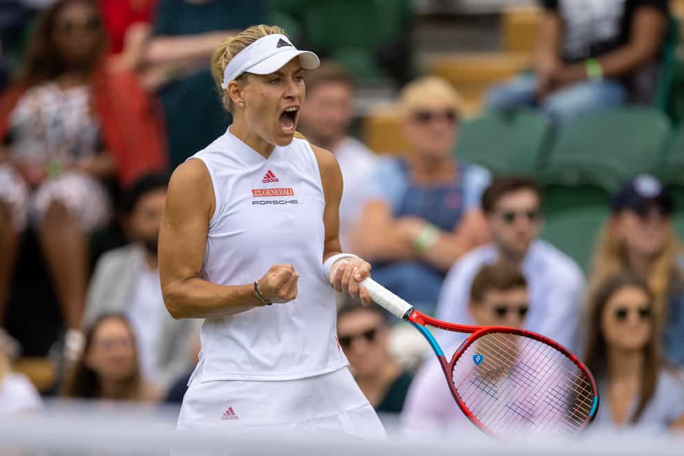 Angelique Kerber celebrates her win at Wimbledon