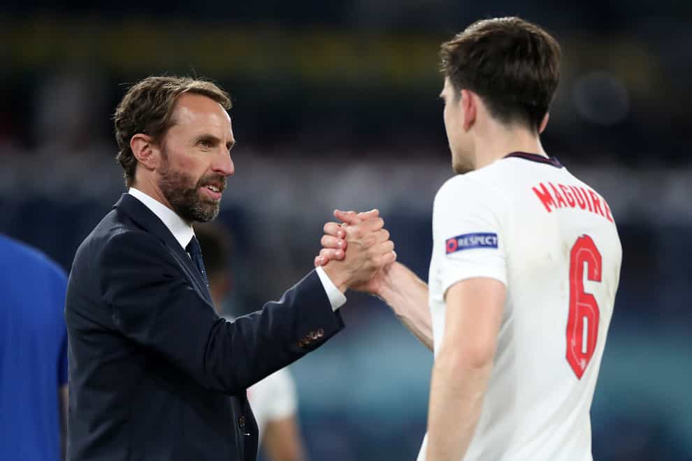 Harry Maguire (right) has praised the support shown in him by England boss Gareth Southgate.
