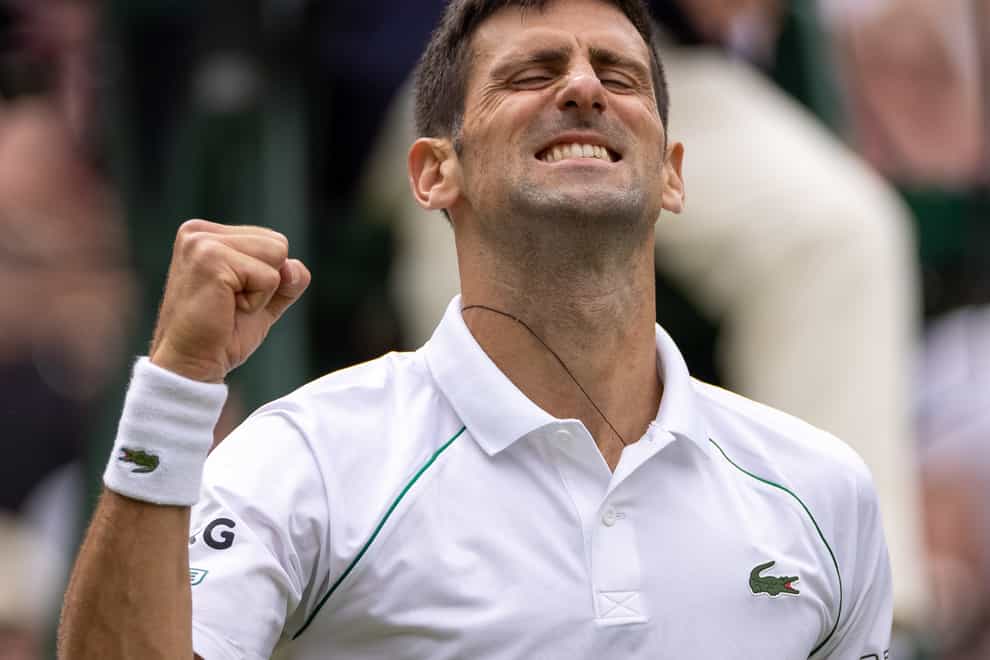 Novak Djokovic shows his delight after beating Cristian Garin