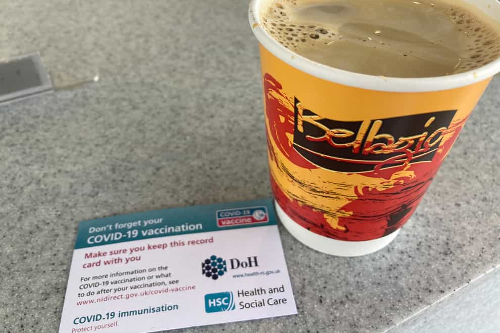Those receiving a coronavirus vaccine at the SSE Arena in Belfast on Monday were offered a free ice cream or cup of tea or coffee