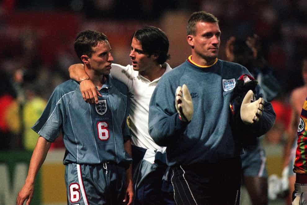 Current England manager Gareth Southgate, left, was in the Euro 96 team