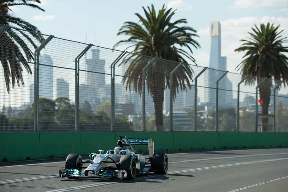 Lewis Hamilton of Mercedes AMG Petronas during practice for the 2014 Australian Grand Prix at Albert Park