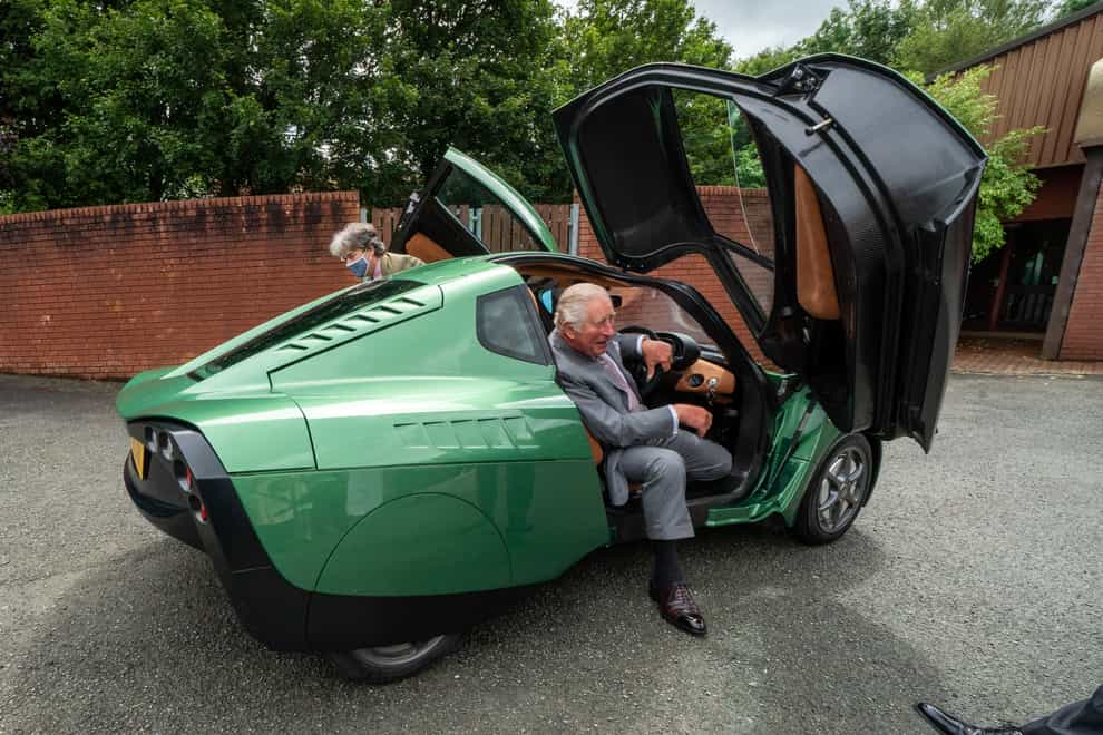 Charles in the hydrogen-powered car