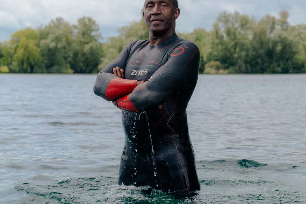 Linford Christie ready for an open water swim