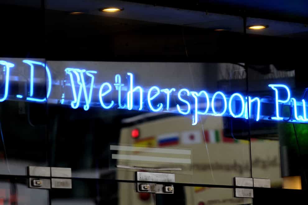 A JD Wetherspoon pub sign